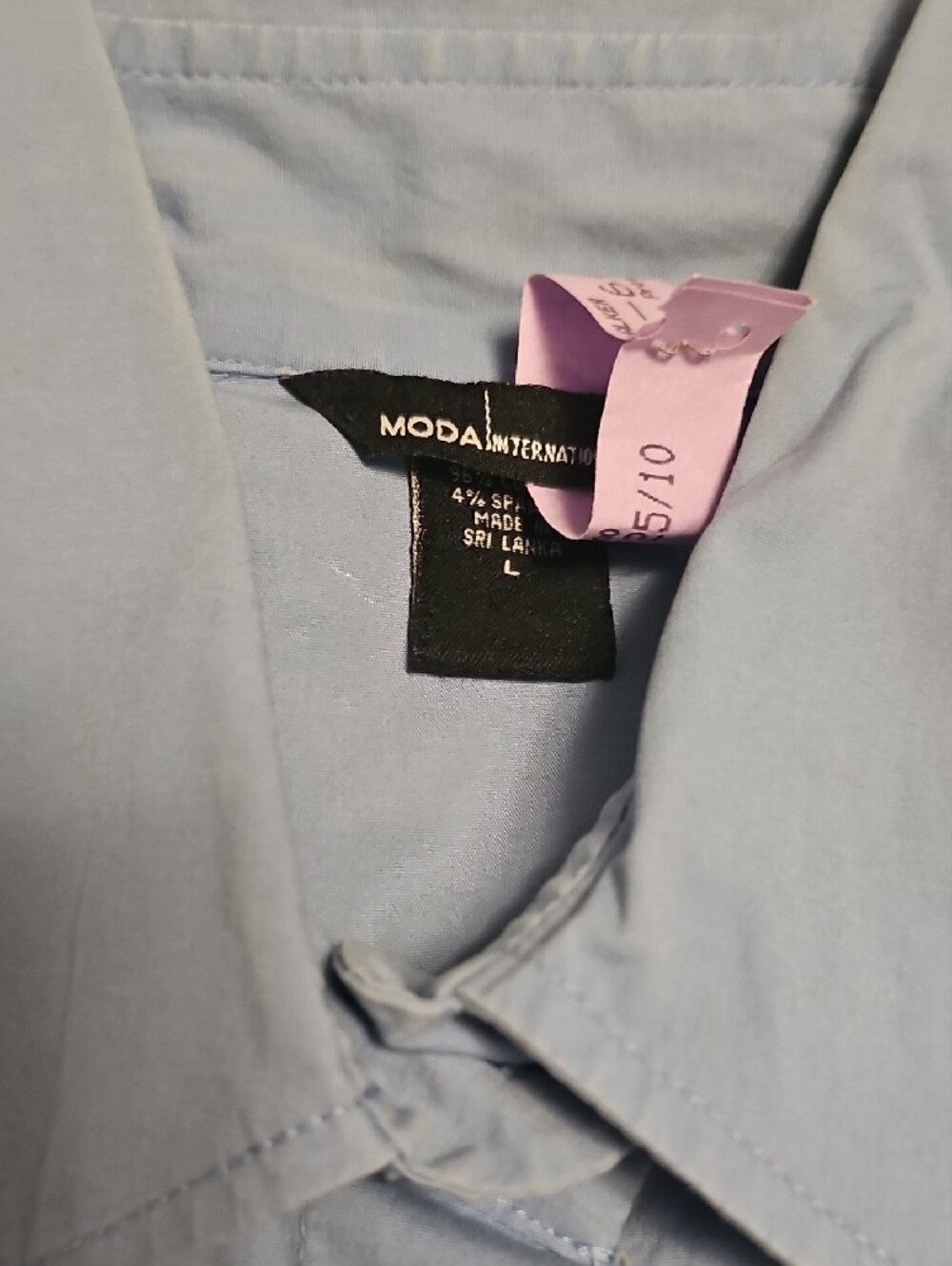 Moda International Light Blue Collared Button-Up Shirt - Picture 3 of 3